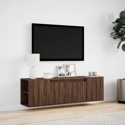 Mobile TV a Parete con Luci LED Rovere Marrone 135x31x39,5 cm