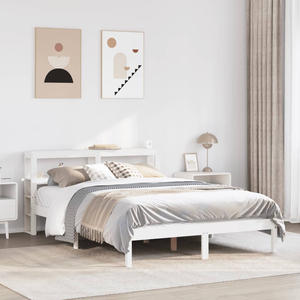 Letto senza Materasso Bianco 120x190 cm Legno Massello di Pino