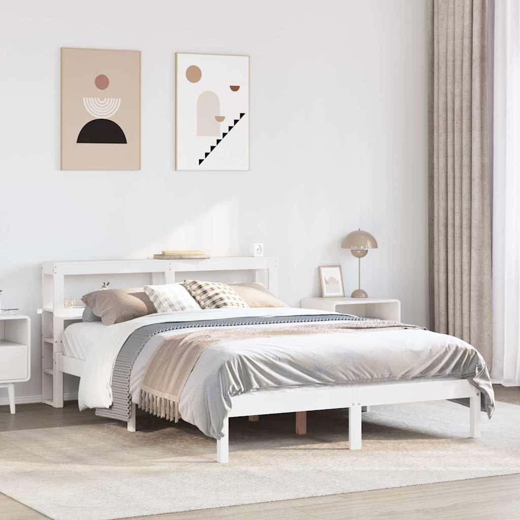 Letto senza Materasso Bianco 135x190 cm Legno Massello di Pino