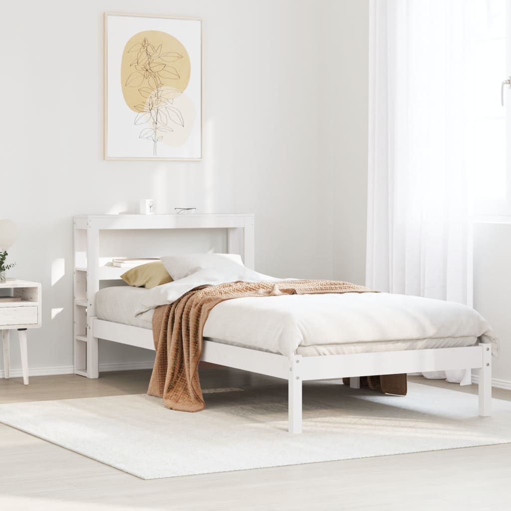 Letto senza Materasso Bianco 90x200 cm Legno Massello di Pino