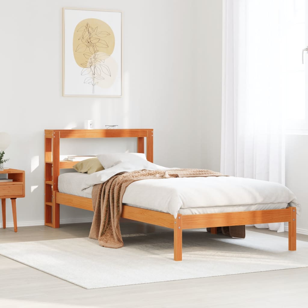 Giroletto con Testiera Marrone Cera 75x190 cm Massello Pino