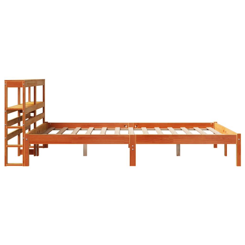 Giroletto con Testiera Marrone Cera 140x200 cm Massello Pino