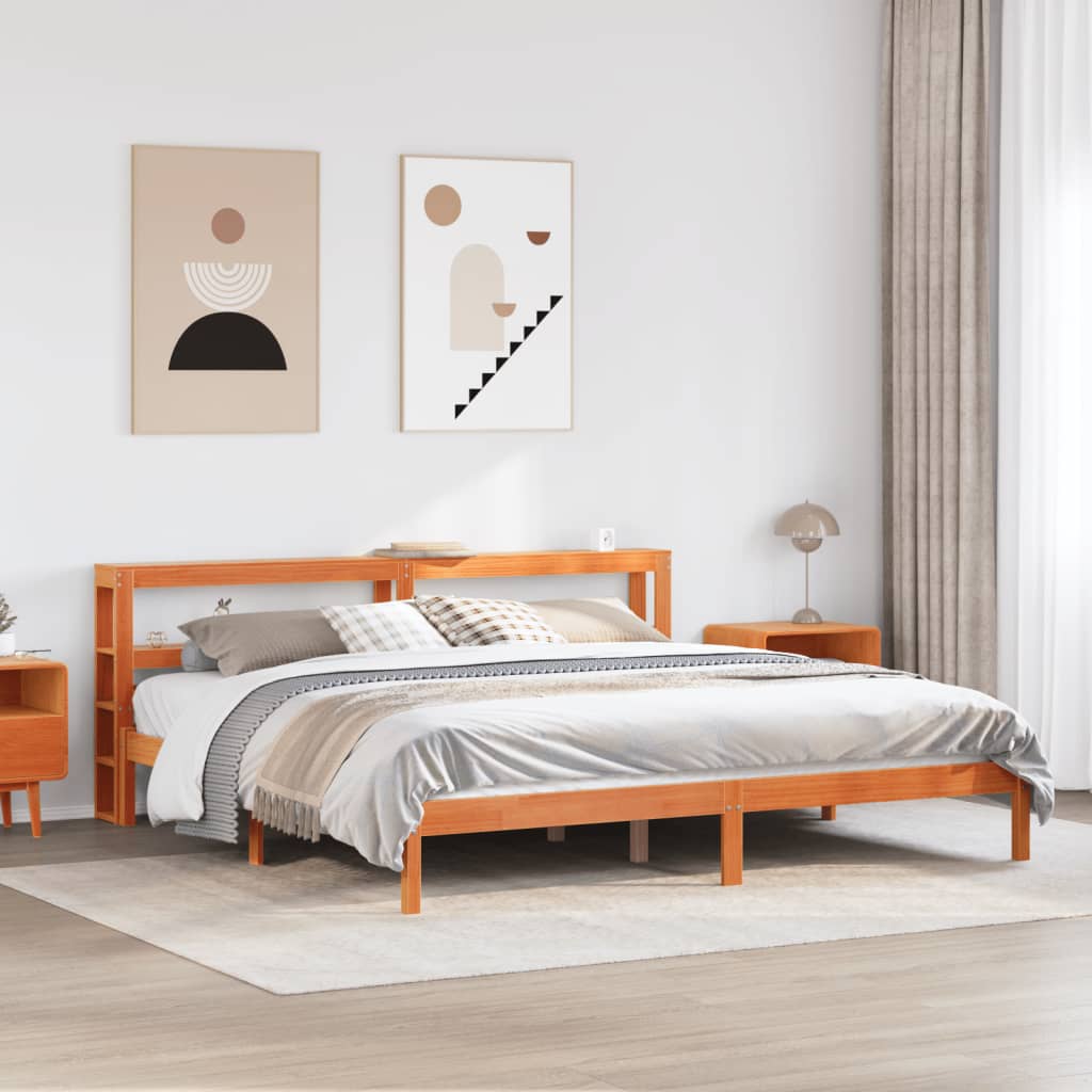Giroletto con Testiera Marrone Cera 200x200 cm Massello Pino