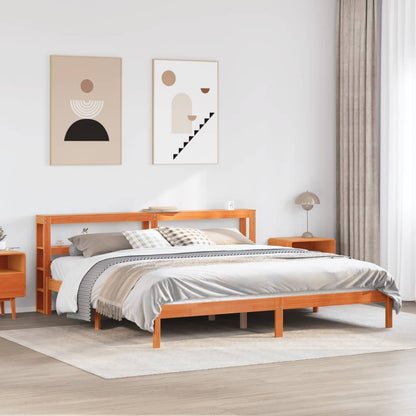 Giroletto con Testiera Marrone Cera 200x200 cm Massello Pino