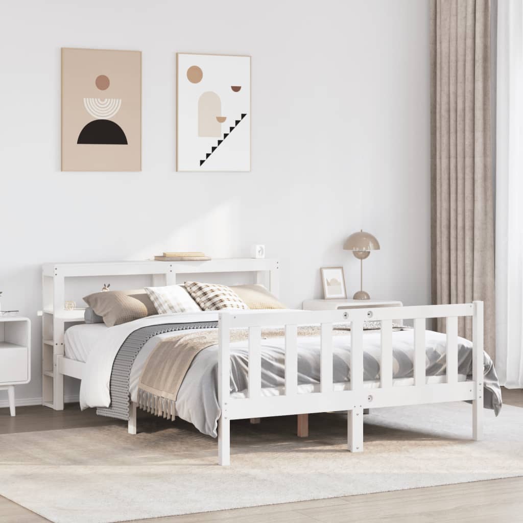 Letto senza Materasso Bianco 120x190 cm Legno Massello di Pino
