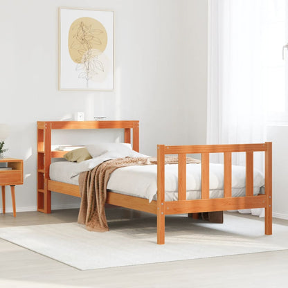 Giroletto con Testiera Marrone Cera 75x190 cm Massello Pino