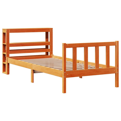 Giroletto con Testiera Marrone Cera 90x190 cm Massello Pino