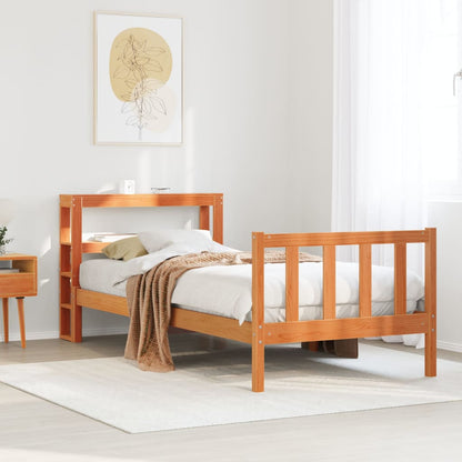 Giroletto con Testiera Marrone Cera 90x190 cm Massello Pino