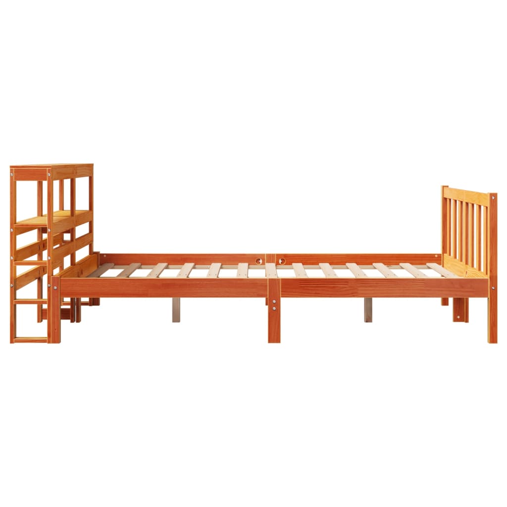 Giroletto con Testiera Marrone Cera 140x200 cm Massello Pino