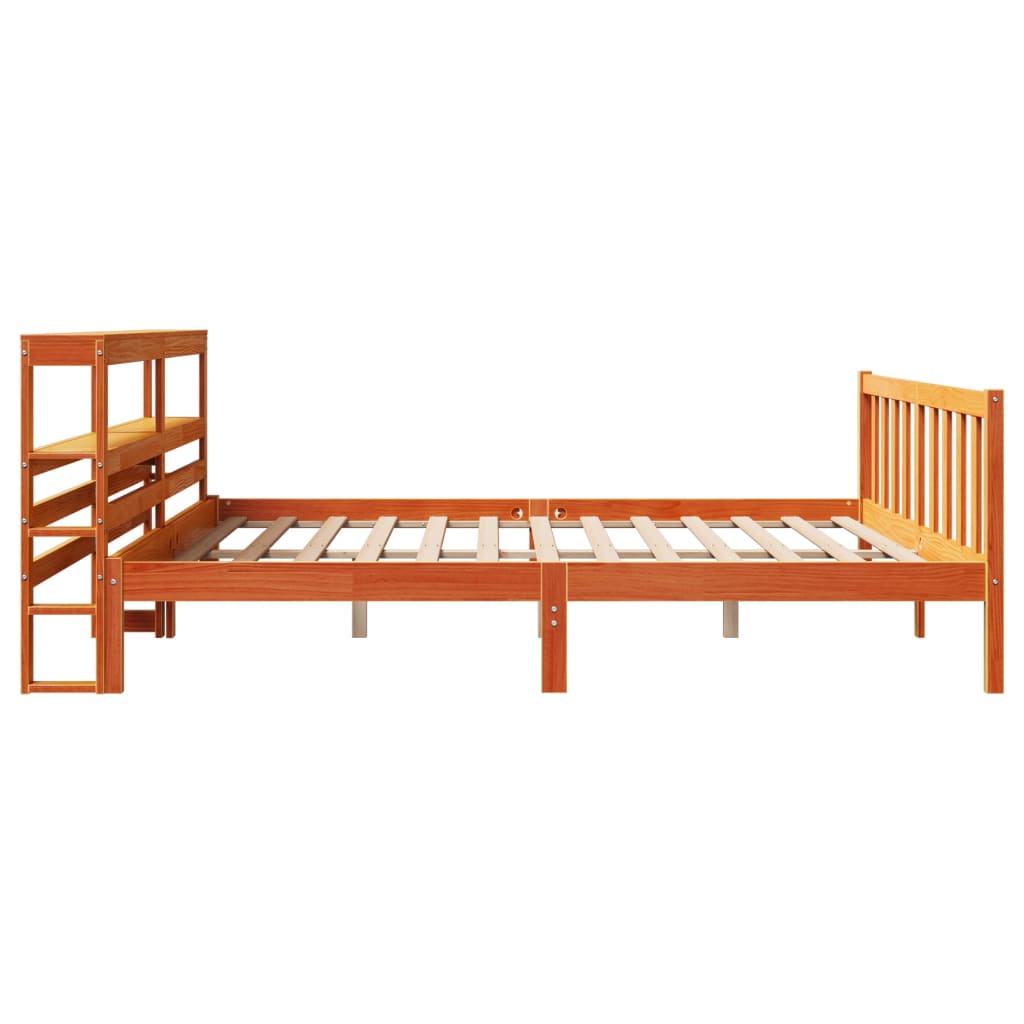 Giroletto con Testiera Marrone Cera 200x200 cm Massello Pino