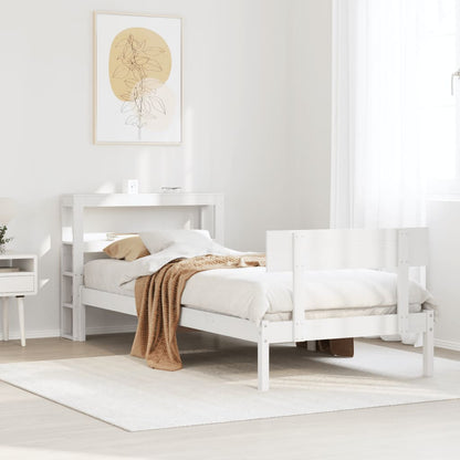 Letto senza Materasso Bianco 75x190 in Legno Massello di Pino