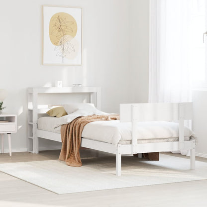 Letto senza Materasso Bianco 90x190 cm in Legno Massello Pino