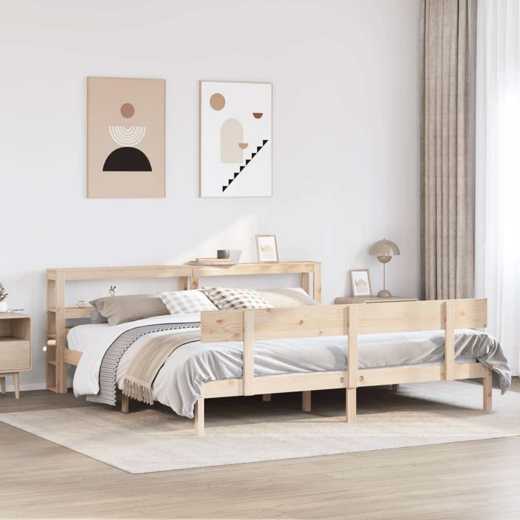 Letto senza Materasso 200x200 cm in Legno Massello di Pino