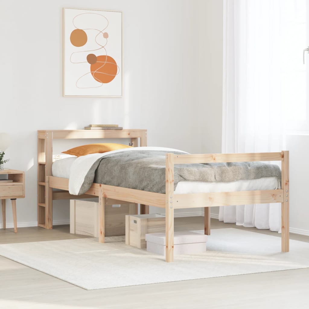 Letto per Anziani con Testiera 75x190 cm Legno Massello di Pino