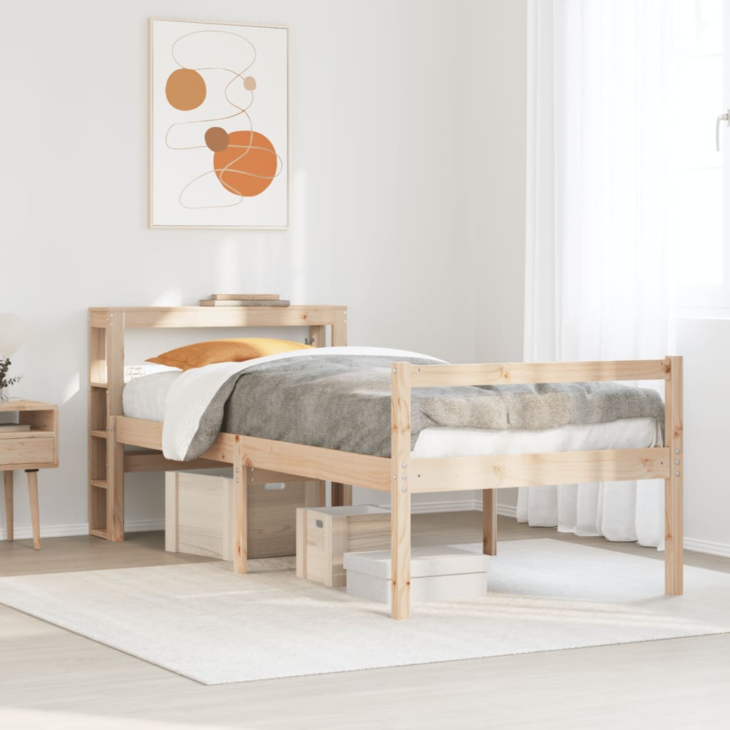 Letto per Anziani con Testiera 90x190 cm Legno Massello Pino