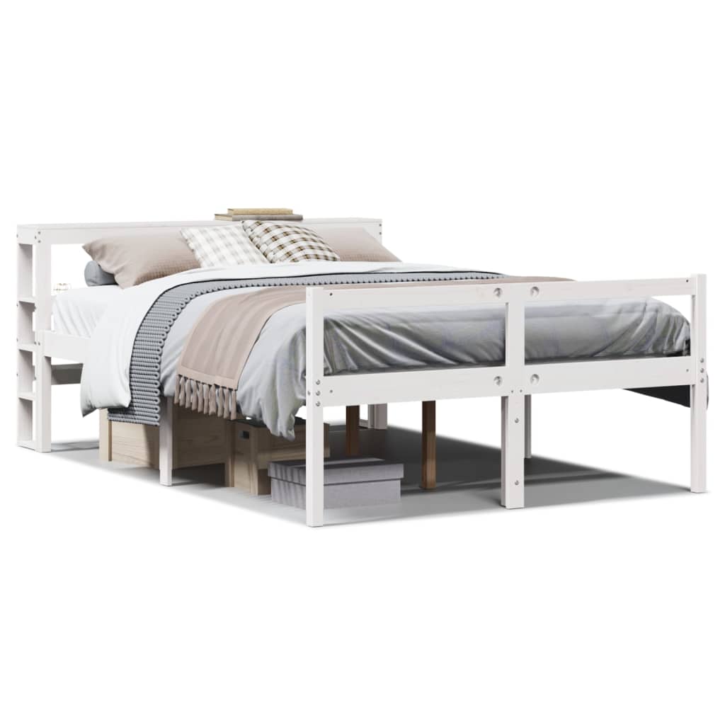 Letto Anziani con Testiera Bianco 120x190cm Legno Massello Pino