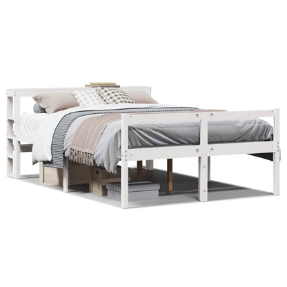 Letto Anziani con Testiera Bianco 120x190cm Legno Massello Pino