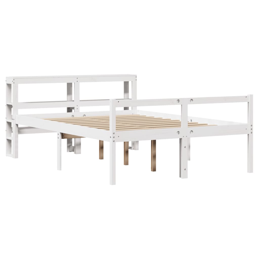 Letto Anziani con Testiera Bianco 140x190cm Legno Massello Pino