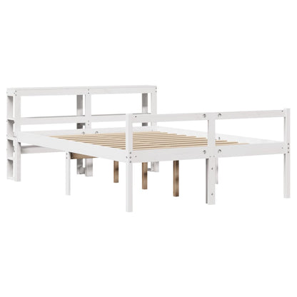 Letto Anziani con Testiera Bianco 140x190cm Legno Massello Pino
