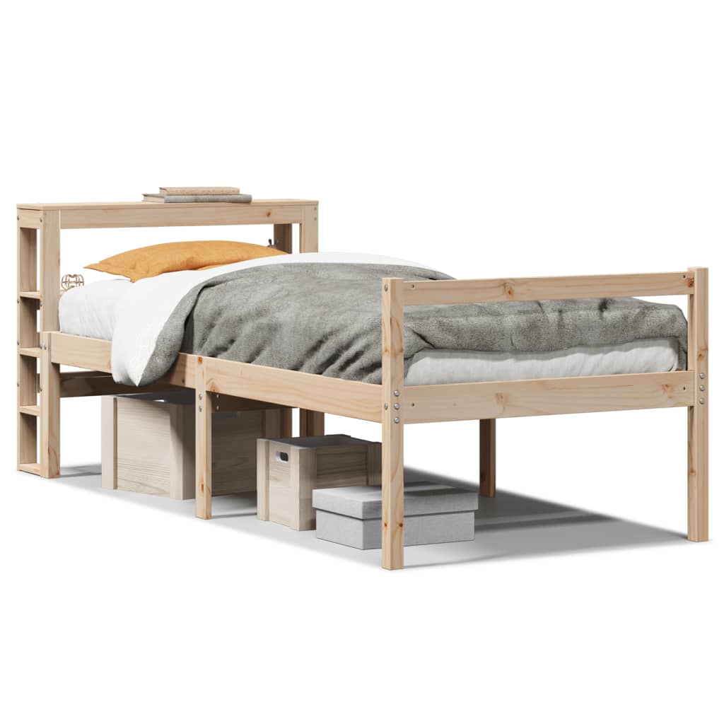 Letto per Anziani con Testiera 90x200 cm Legno Massello Pino