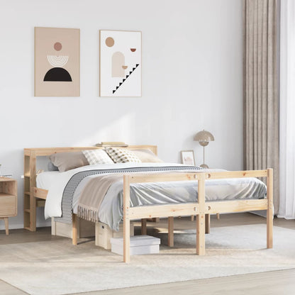 Letto per Anziani con Testiera 140x200 cm Legno Massello Pino