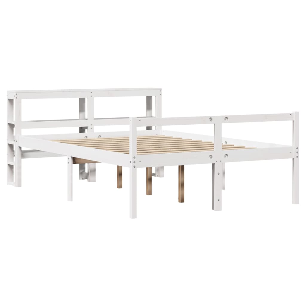 Letto Anziani con Testiera Bianco 140x200cm Legno Massello Pino