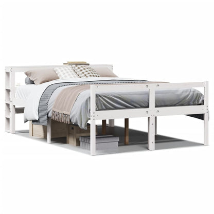 Letto Anziani con Testiera Bianco 150x200cm Legno Massello Pino