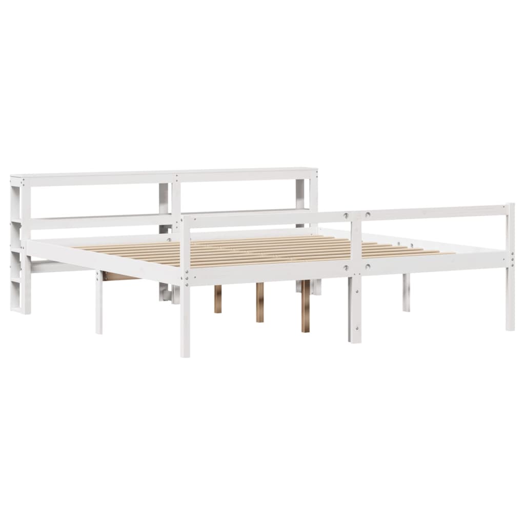 Letto Anziani con Testiera Bianco 180x200cm Legno Massello Pino