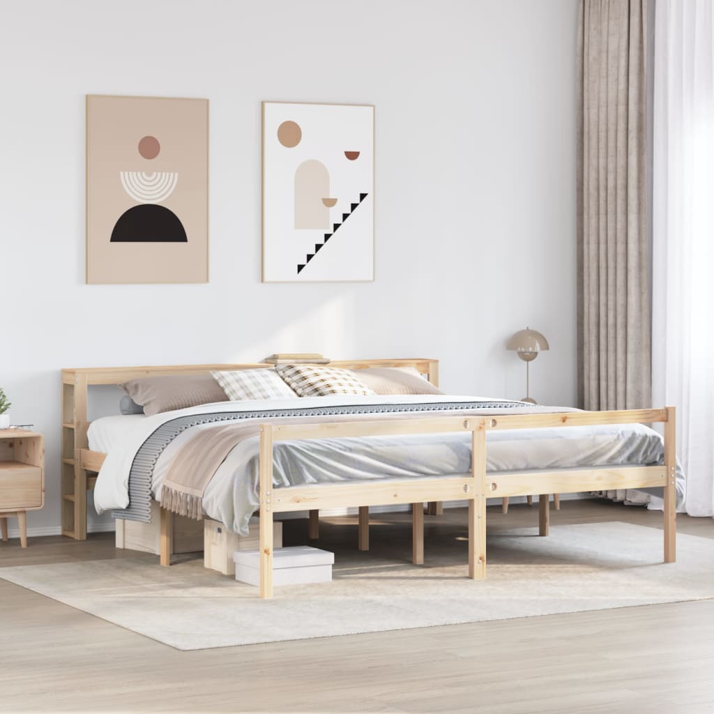Letto per Anziani con Testiera 200x200 cm Legno Massello Pino