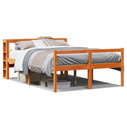 Giroletto con Testiera Marrone Cera 140x190 cm Massello Pino