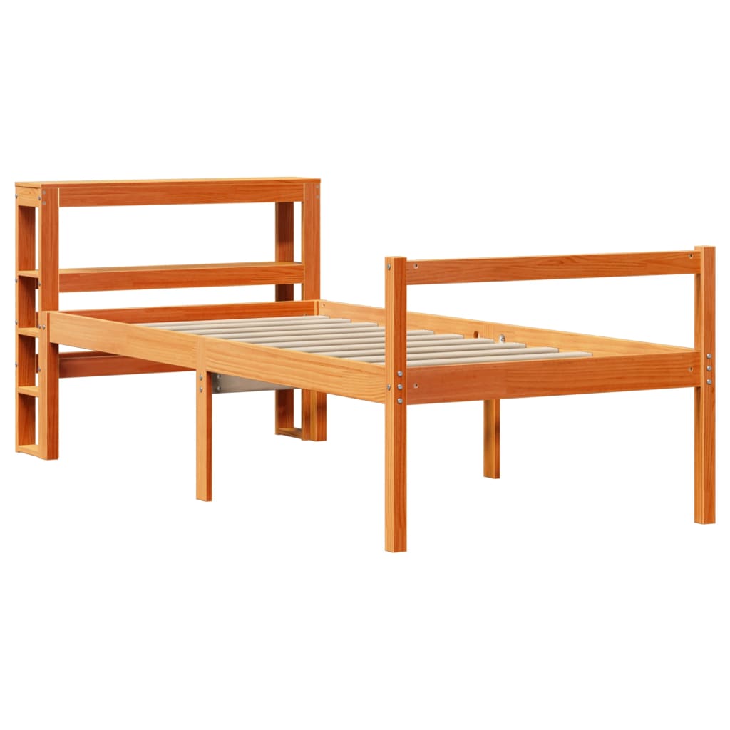Giroletto con Testiera Marrone Cera 90x200 cm Massello Pino