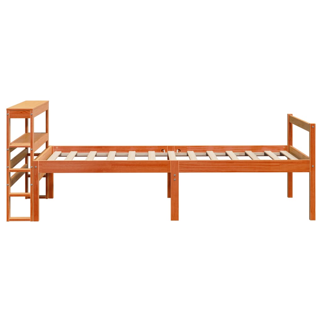 Giroletto con Testiera Marrone Cera 90x200 cm Massello Pino