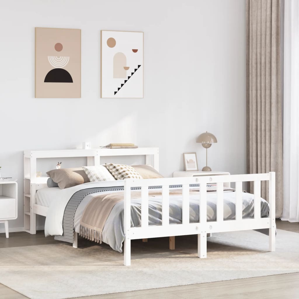 Letto senza Materasso Bianco 160x200 cm Legno Massello di Pino