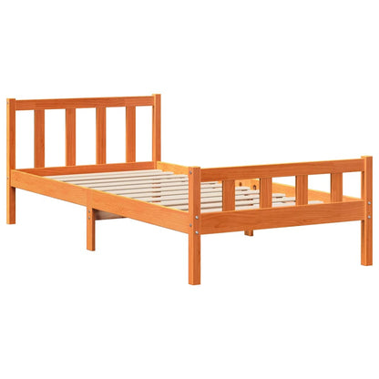 Giroletto con Testiera Marrone Cera 75x190 cm Massello Pino