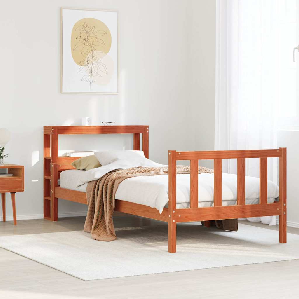Giroletto con Testiera Marrone Cera 75x190 cm Massello Pino