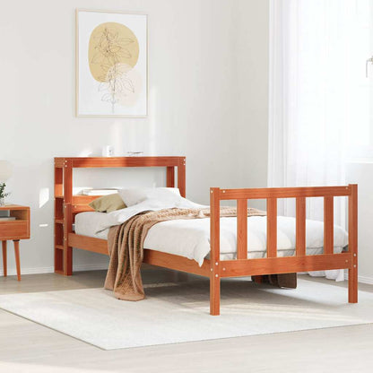 Giroletto con Testiera Marrone Cera 75x190 cm Massello Pino