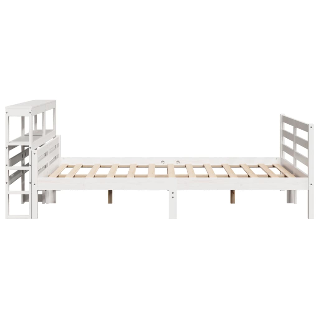 Giroletto con Testiera Bianco 135x190 cm Legno Massello di Pino
