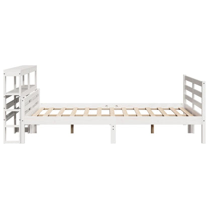 Giroletto con Testiera Bianco 135x190 cm Legno Massello di Pino
