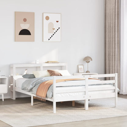 Giroletto con Testiera Bianco 135x190 cm Legno Massello di Pino