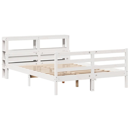Giroletto con Testiera Bianco 150x200 cm Legno Massello di Pino