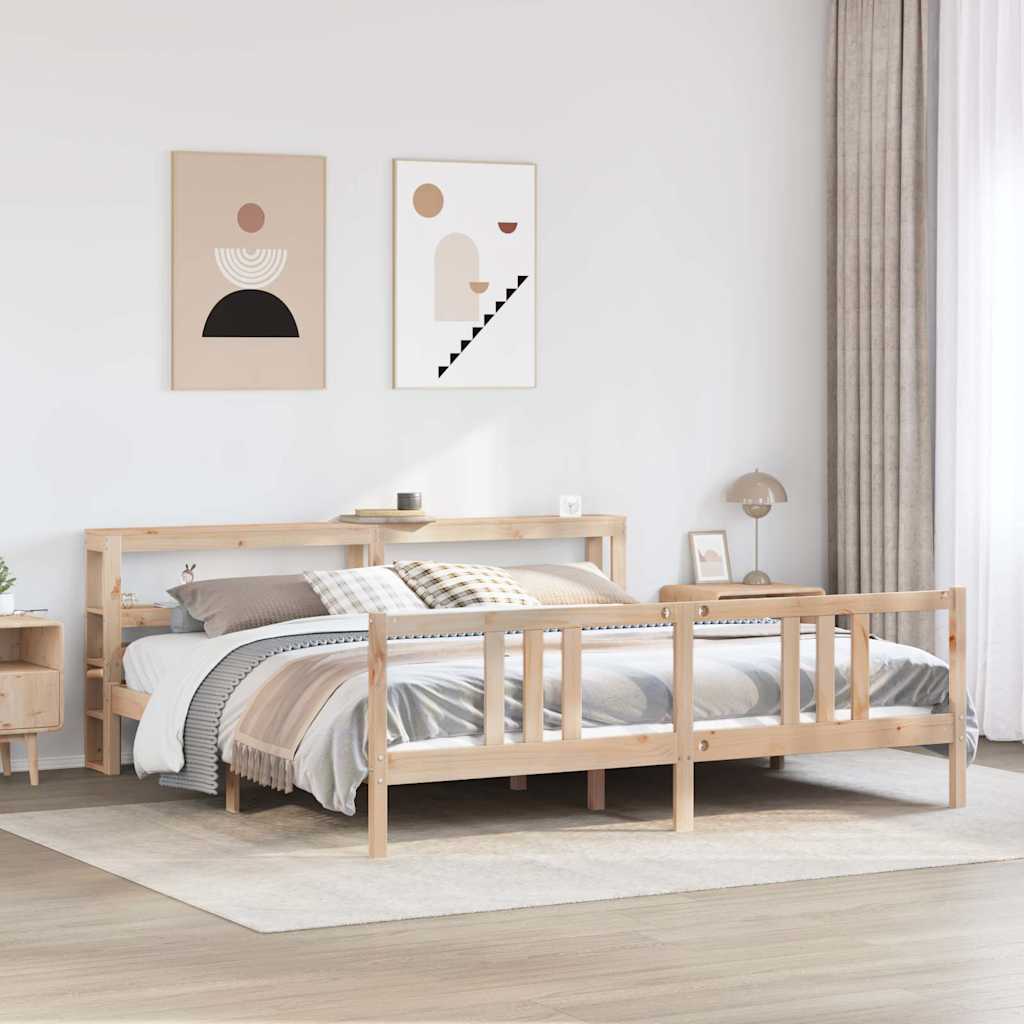 Giroletto con Testiera 200x200 cm in Legno Massello di Pino