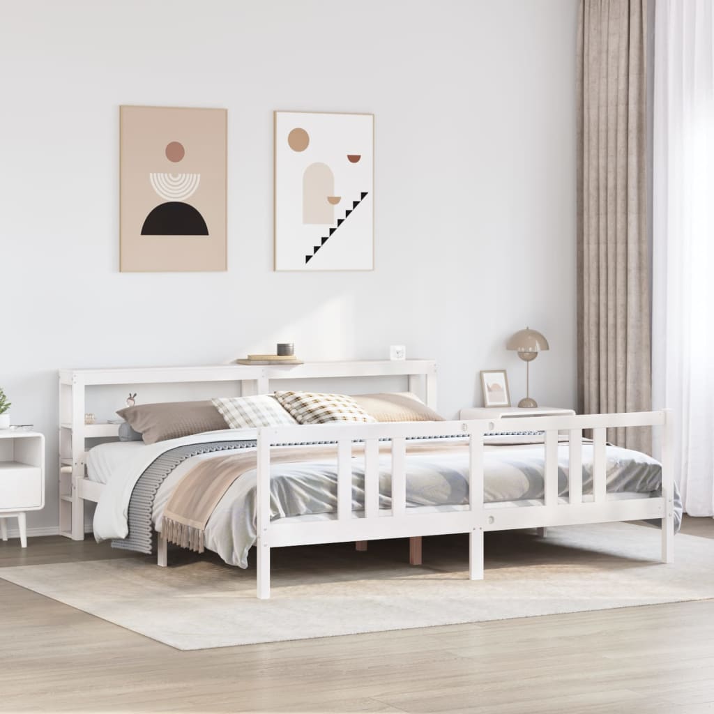 Giroletto con Testiera senza Materasso Bianco 200x200 cm