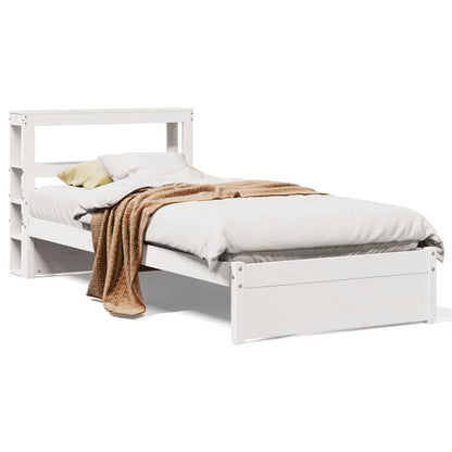 Giroletto con Testiera Bianco 75x190 cm Legno Massello di Pino