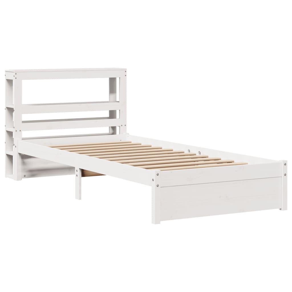 Giroletto con Testiera Bianco 75x190 cm Legno Massello di Pino