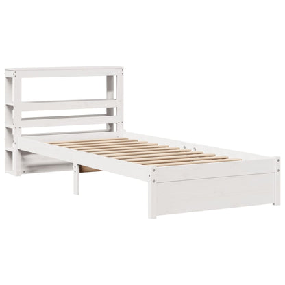 Giroletto con Testiera Bianco 75x190 cm Legno Massello di Pino