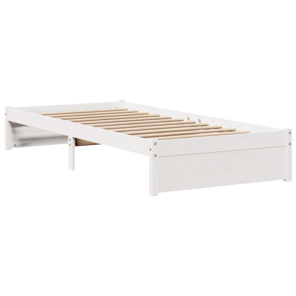 Giroletto con Testiera Bianco 75x190 cm Legno Massello di Pino