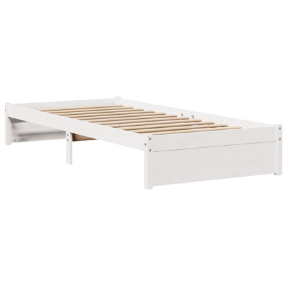 Giroletto con Testiera Bianco 75x190 cm Legno Massello di Pino