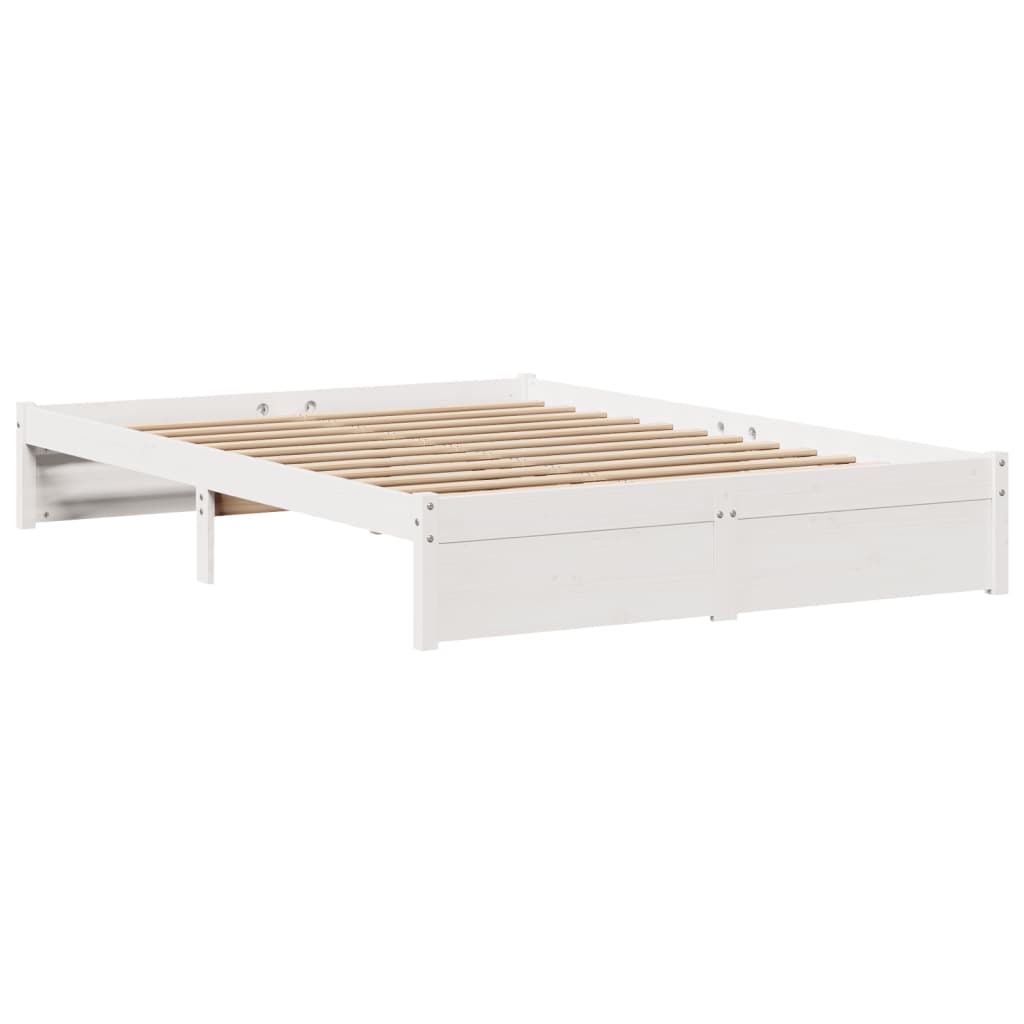 Giroletto con Testiera Bianco 150x200 cm Legno Massello di Pino