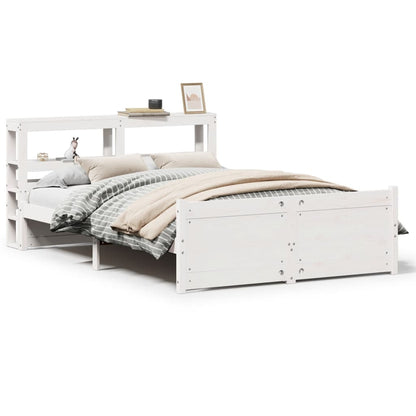 Giroletto con Testiera Bianco 135x190 cm Legno Massello di Pino