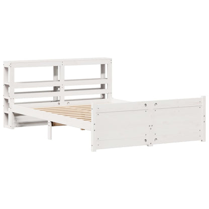 Giroletto con Testiera Bianco 150x200 cm Legno Massello di Pino